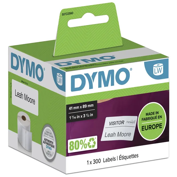 Dymo Etiket Dymo LabelWriter naamkaart 41x89mm 1 rol á 300 stuks wit