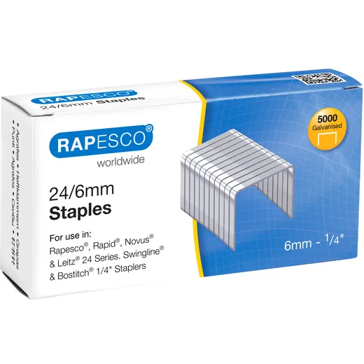 Rapesco Nieten Rapesco 24 6mm 5000 stuks zilver