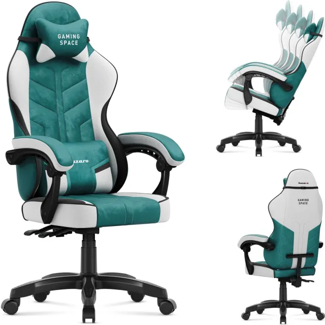 Huzaro Force 2.7 Green – velours gamestoel met 135° kantelfunctie, ergonomische kussens en stalen frame Groen