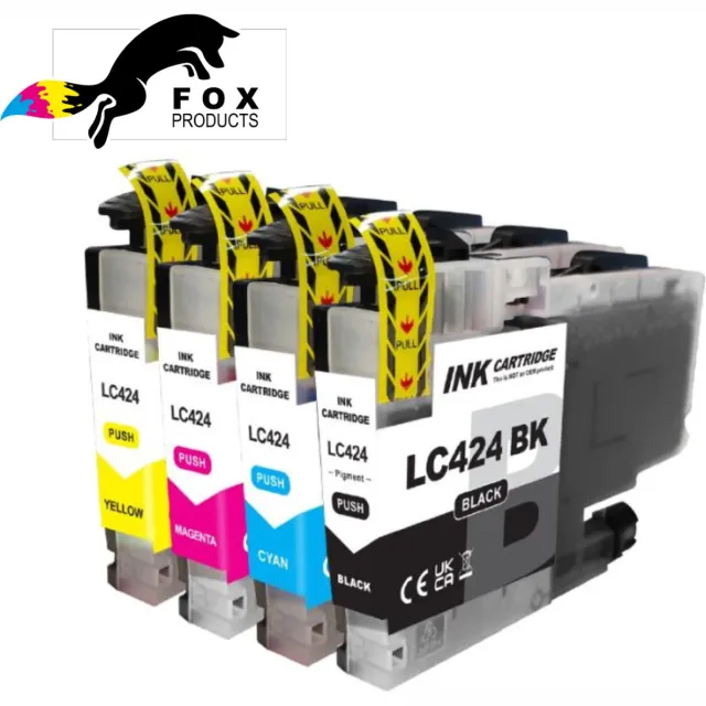 FoxProducts 4x LC-424 LC424 XL cartridges geschikt voor Brother DCP-J1200W lc-424val Cyaan, Magenta, Yellow, Black