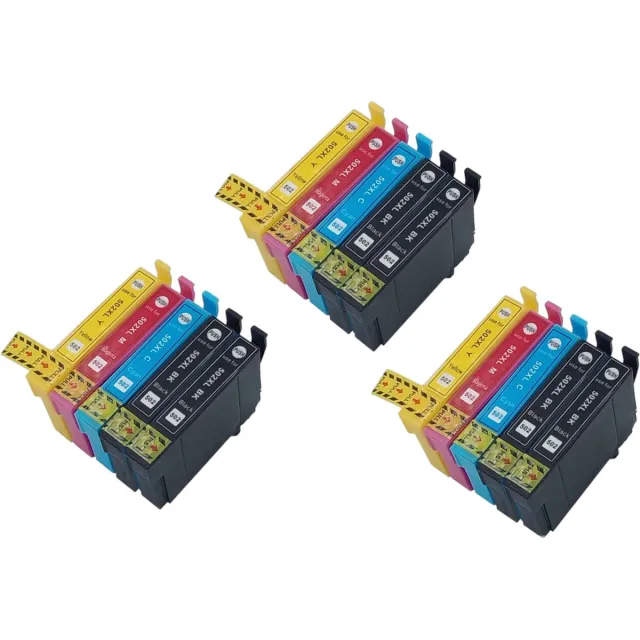 KATRIZ Huismerk Inkt 502XL / T502XL – Set van 15 (3 sets: Cyaan, Magenta, Geel + 6x Zwart) – Geschikt voor Epson XP-5100 / XP-5105 / WF-2860DWF / WF-2865DWF / XP-5155 – Hoge Capaciteit – Compatible Alternatief 6x Zwart, Cyaan, Magenta, Geel