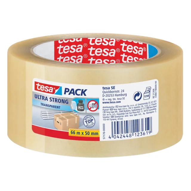 Tesa Tesapack Ultra Strong, ft 50 mm x 66 m, PVC, transparant