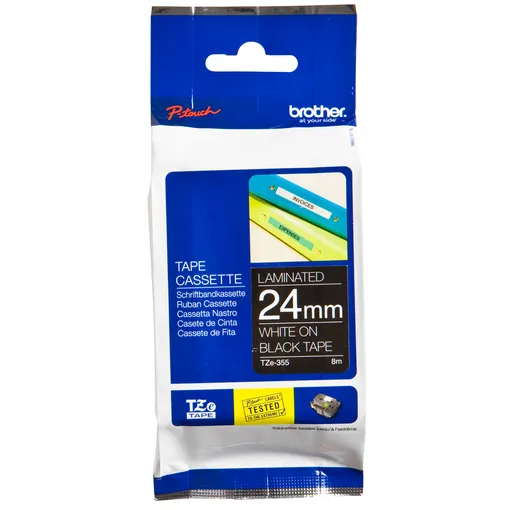 Brother Labeltape Brother P-touch TZe-355 standaard 24mm wit op zwart