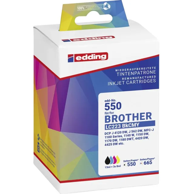 Edding Inktcartridge vervangt Brother LC-223BKCMY Compatibel Combipack Zwart, Cyaan, Magenta, Geel EDD-550 18-550-01 Zwart;Cyaan;Magenta;Geel