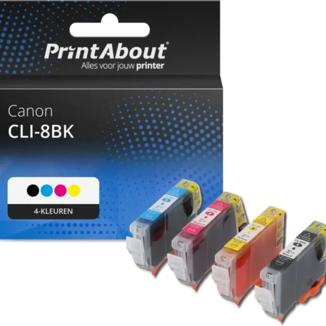 PrintAbout Huismerk Canon CLI-8BK Inktcartridge 4-kleuren Voordeelbundel