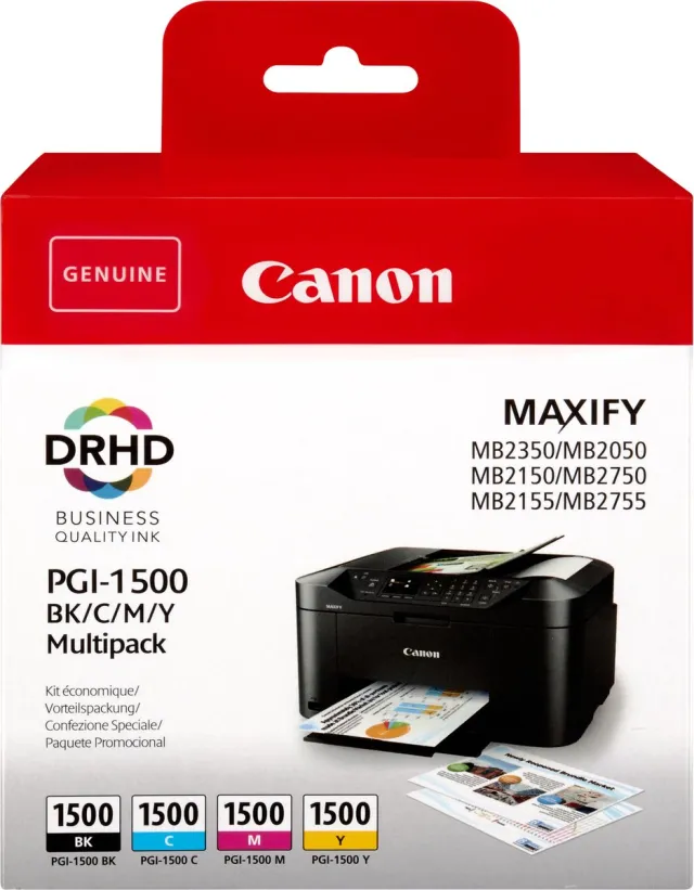 Canon 9218B005|PGI-1500BKCMY Inktcartridge MultiPack Bk,C,M,Y 12,4ml + 3x4,5ml VE=4 voor Canon MB 2050 Zwart
