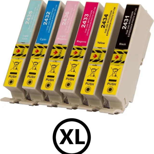 InktDL Huismerk geschikt voor Epson 24XL Inktcartridges - XP-750 - XP-760 - XP-860 - XP-950 - XP-960 - XP-970 Multipack 6 Cartridges