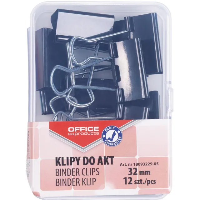 Office Products foldbackclip, zwart, 32 mm, plastic doos van 12 stuks