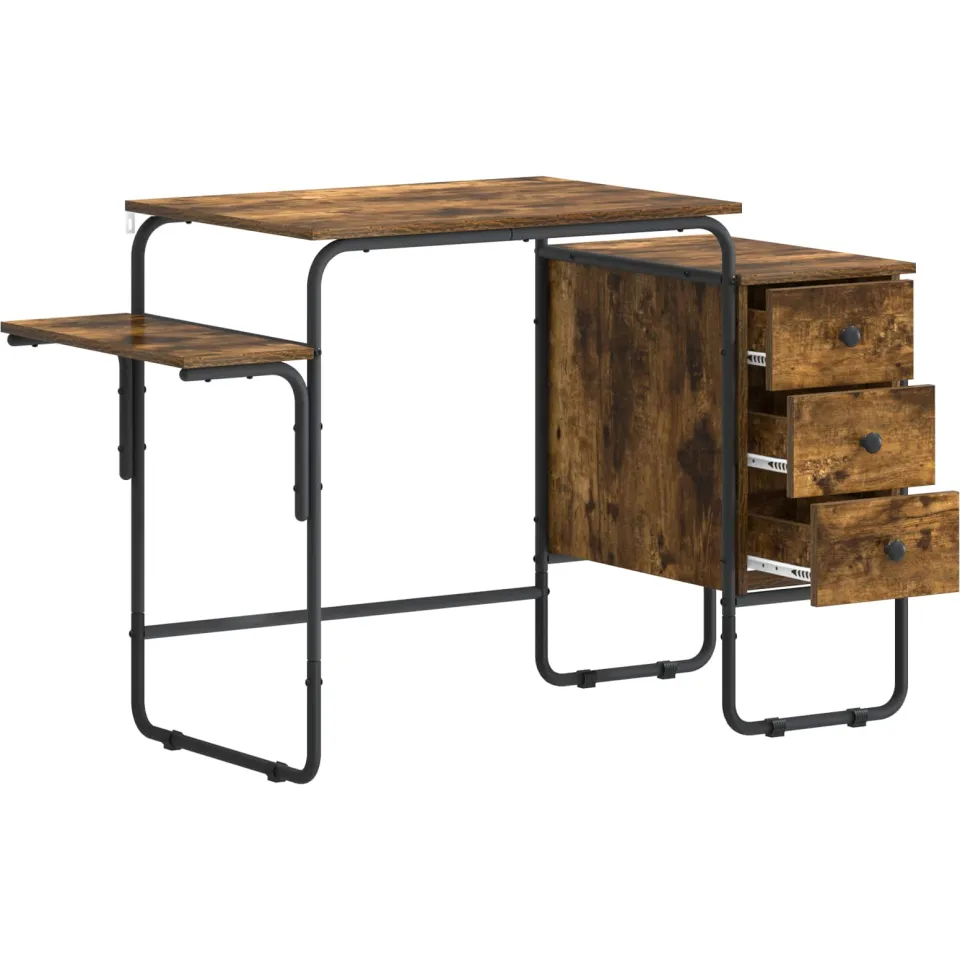 vidaXL Bureau met opbergruimte Gerookt eiken 120 x 50 x 75 cm Bruin
