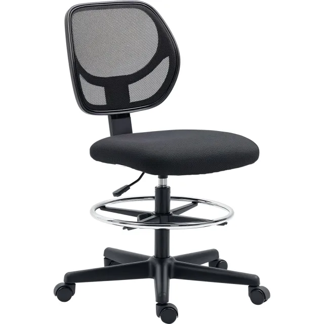 Lunpog Verstelbare Bureaustoel - Tekenaarsstoel met Voetsteun - Geen armleuningen - Mesh - 59 x 61 x 113 cm - Zwart