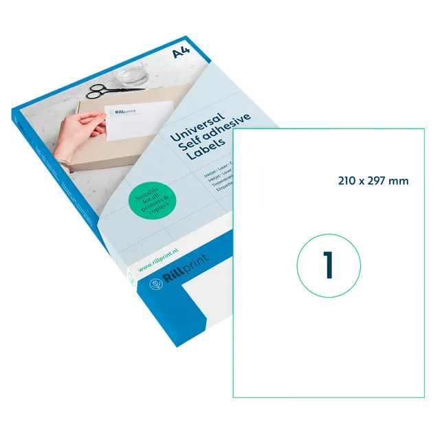 rillprint Etiket Rillprint 210x297mm mat transparant 25 etiketten