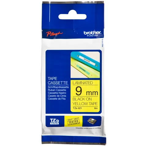 Brother Labeltape Brother P-touch TZe-621 standaard 9mm zwart op geel
