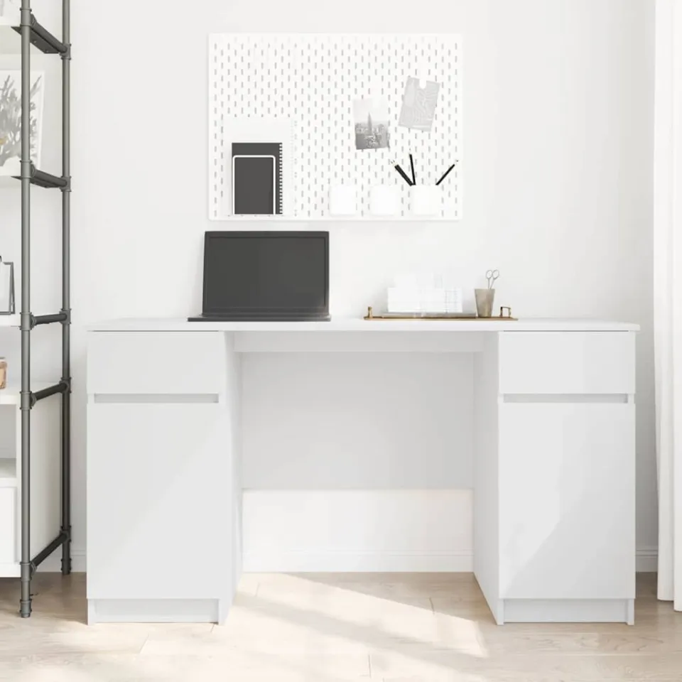 vidaXL Bureau Wit 140 x 49 x 76 cm Bewerkt hout, foto 3