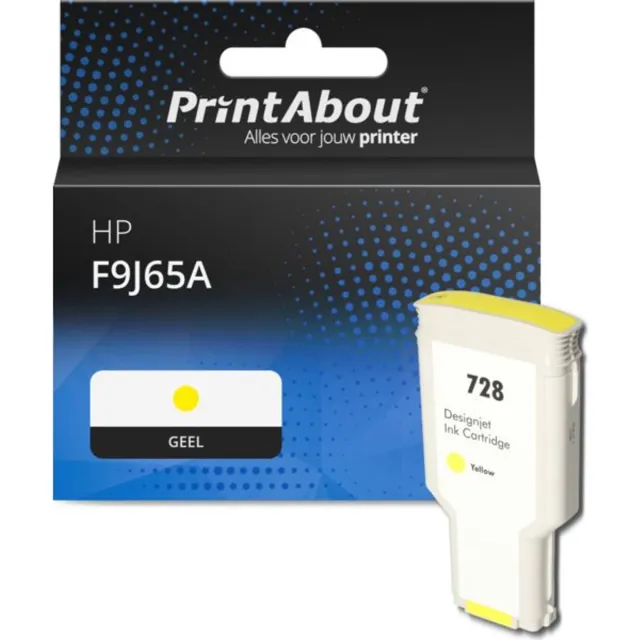 PrintAbout Huismerk HP F9J65A (728) Inktcartridge Geel Hoge capaciteit