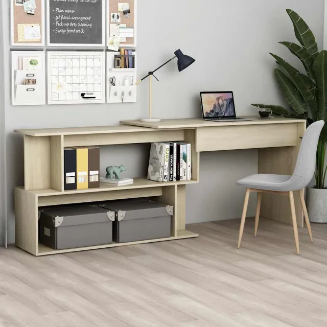 vidaXL Hoekbureau 200x50x76 cm bewerkt hout sonoma eikenkleurig, foto 2