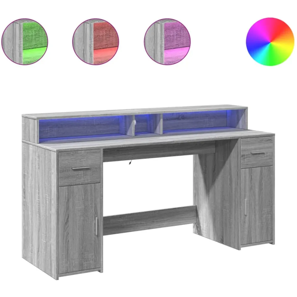 vidaXL Bureau Grijs Sonoma 160 x 55 x 91 cm Engineered wood