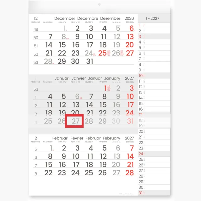 Driemaandskalender Compact Notes, 2027