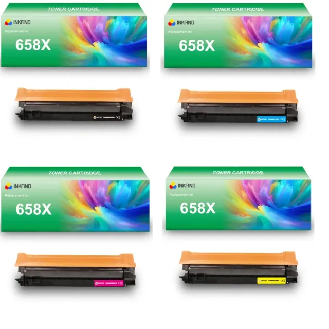 INKFIND 658X (W2000X/W2001X/W2002X/W2003X) tonercartridge multipack van 4 stuks (Zwart+Cyaan+Magenta+Geel) compatibel met HP 658X (W2000X/W2001X/W2002X/W2003X) toner cartridge -4-pack BK/C/M/Y Zwart/Cyaan/Magenta/Geel
