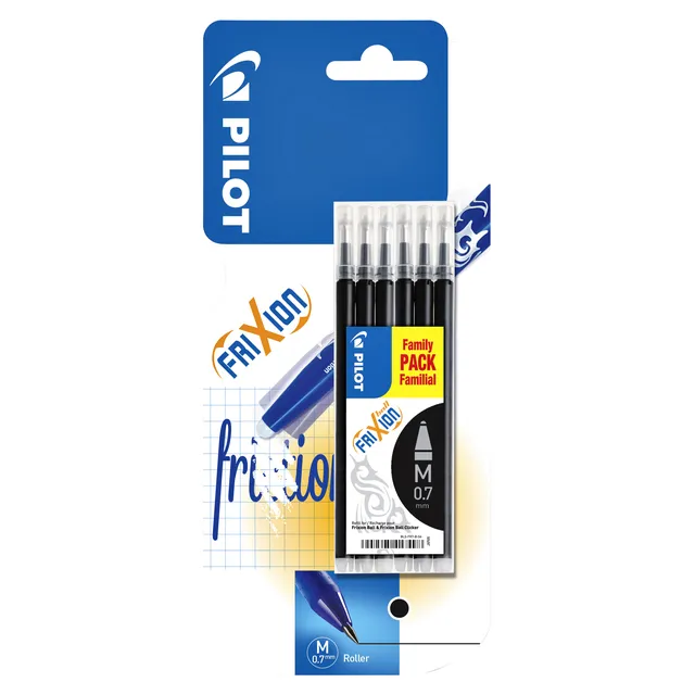 Pilot Rollerpenvulling Pilot friXion medium zwart set à 6 stuks
