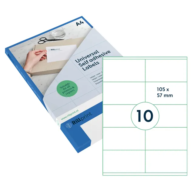 rillprint Etiket Rillprint 105x57mm mat transparant 250 etiketten
