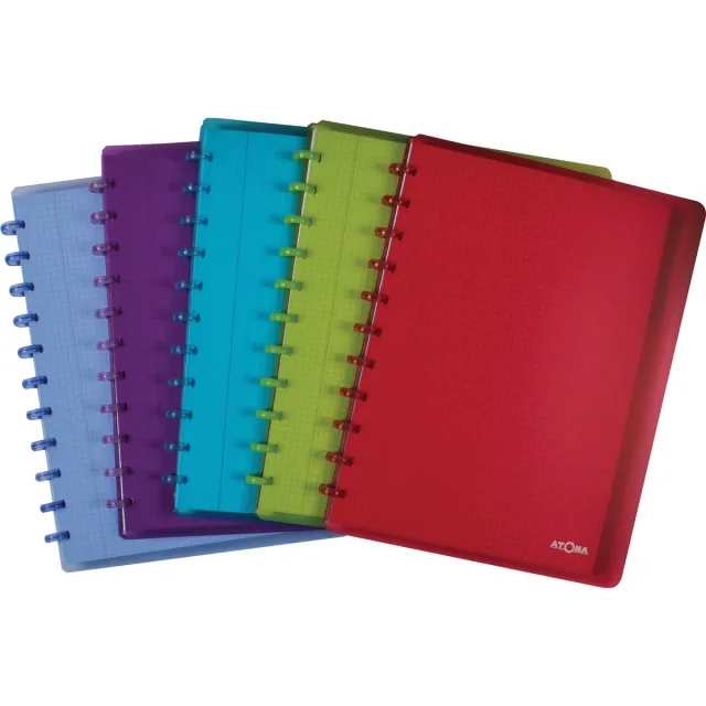 Atoma Trendy schrift, ft A4 +, 120 bladzijden, geruit 5mm, met 6 tabbladen en 5 showtassen, in geassortee blauw