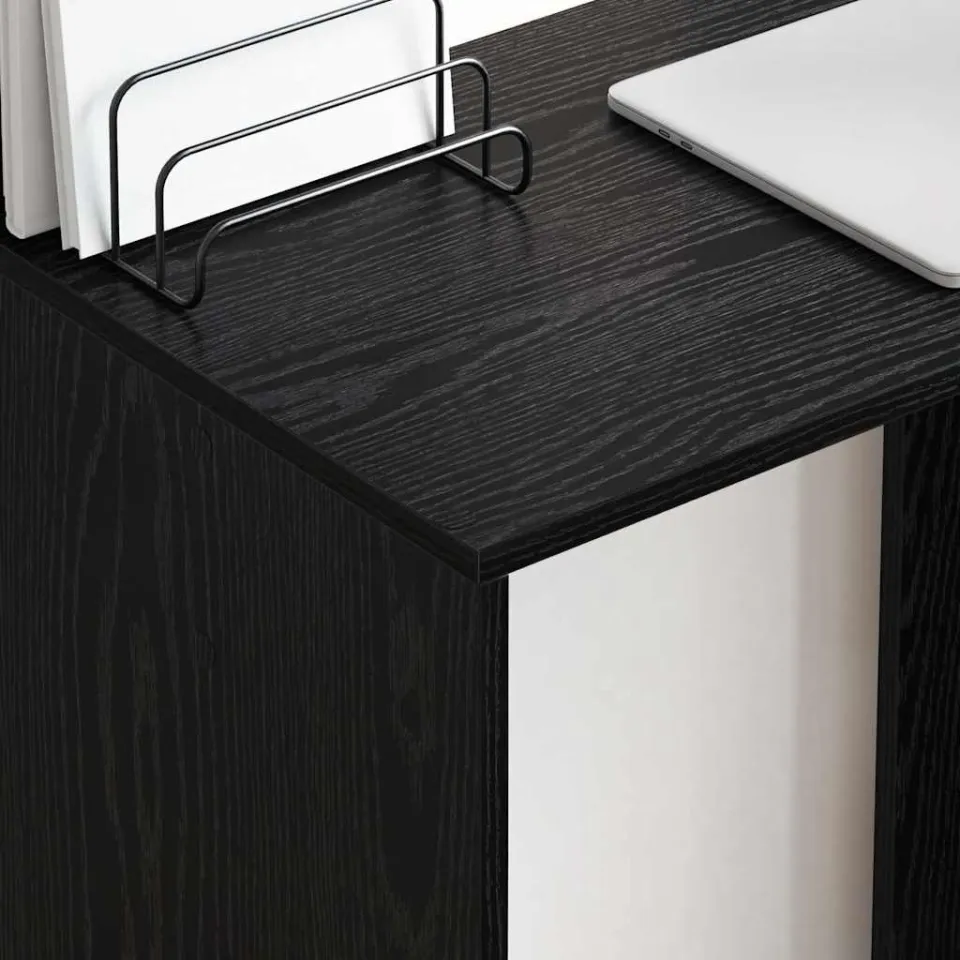 vidaXL Bureau Zwart Eiken 78,5 x 37 x 154,5 cm Bewerkt hout, foto 3