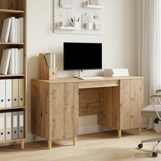 vidaXL Bureau Artisanaal eiken Bewerkt hout 142,5 x 50 x 75 cm, foto 2