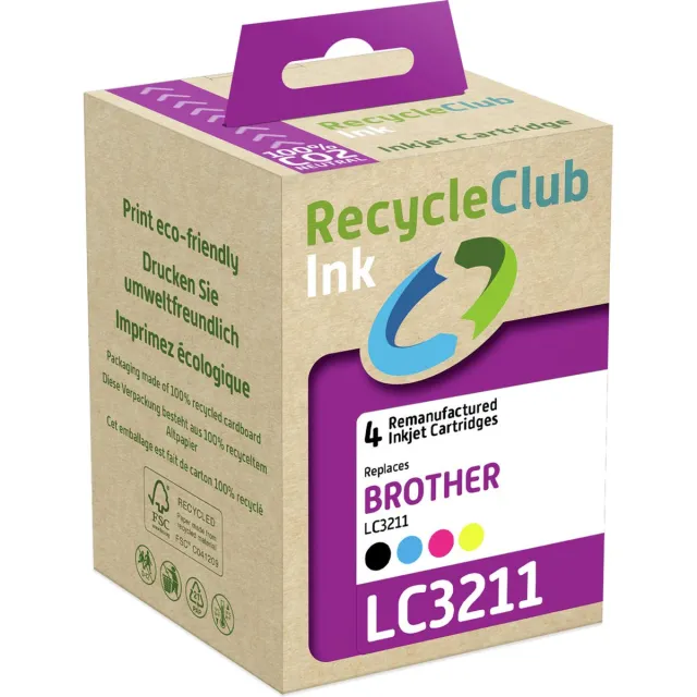 RECYCLECLUB Cartridge compatibel met Brother LC-3211 Multipack K10198RC zwart + kleur