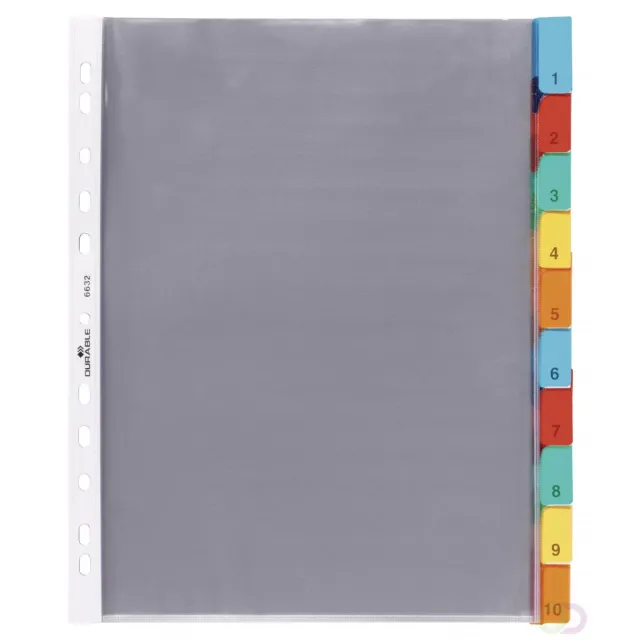 Durable Hoes met tabs A4 10-delig met gekleurde tabs gelast