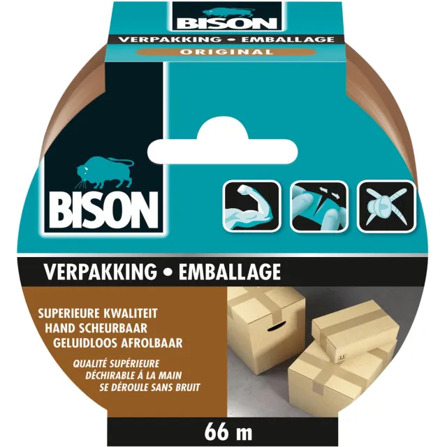 Bison verpakkingstape Original, ft 50 mm x 66 m bruin