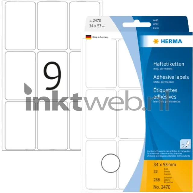 Herma 2470 Permanente papieretiket 34 x 53 mm wit (Origineel)