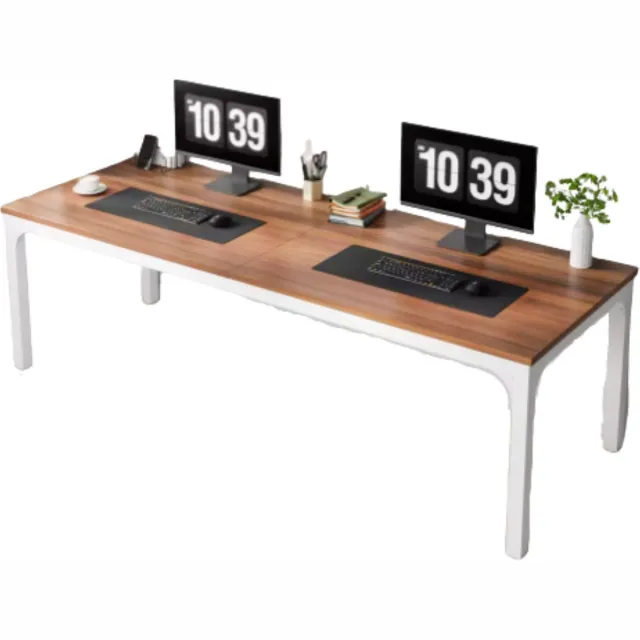 Happiq Computerbureau Milano - Voor 2 Personen - 200cm - Walnut - Voor thuis of werk - Hout en metaal Wit