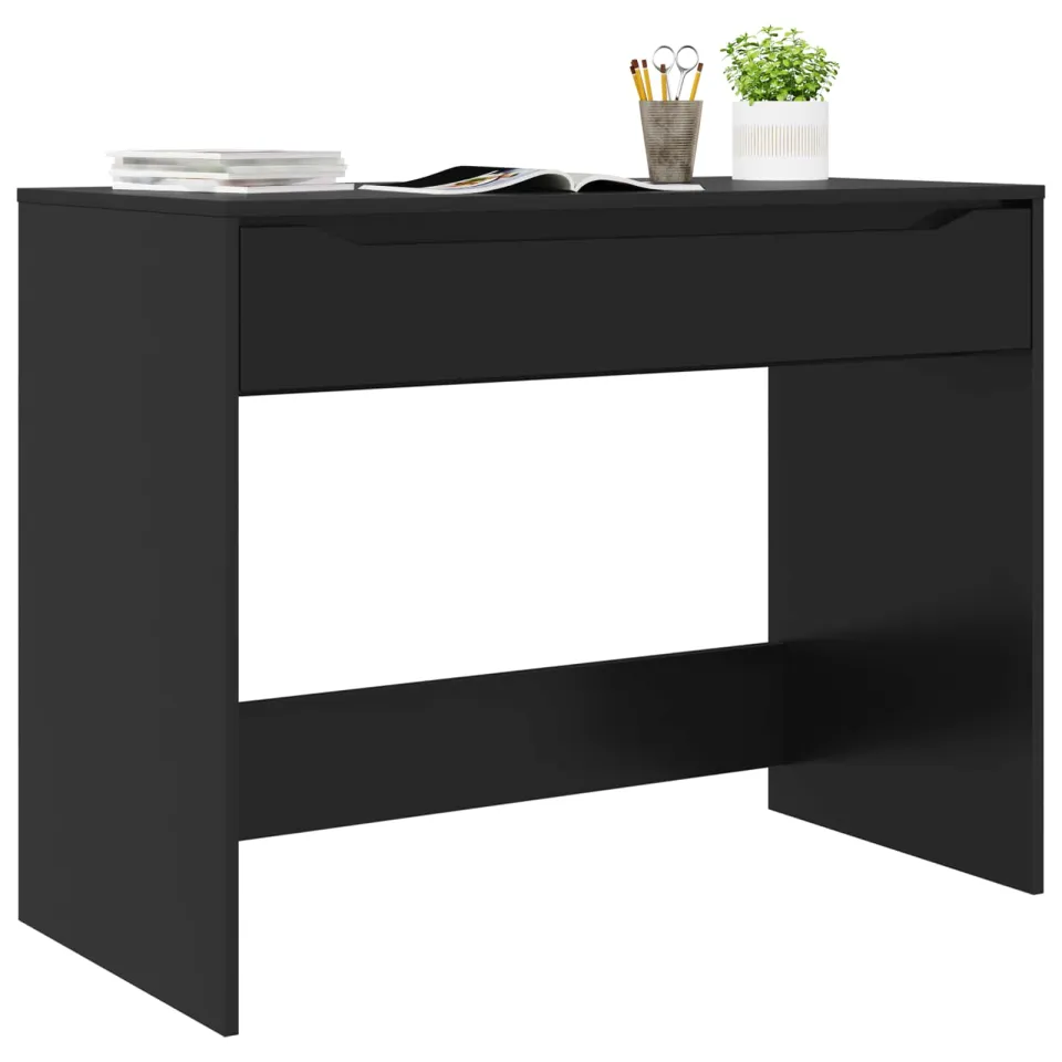 vidaXL Bureau met lade Zwart 100 x 50 x 78 cm Geconstrueerd hout, foto 3