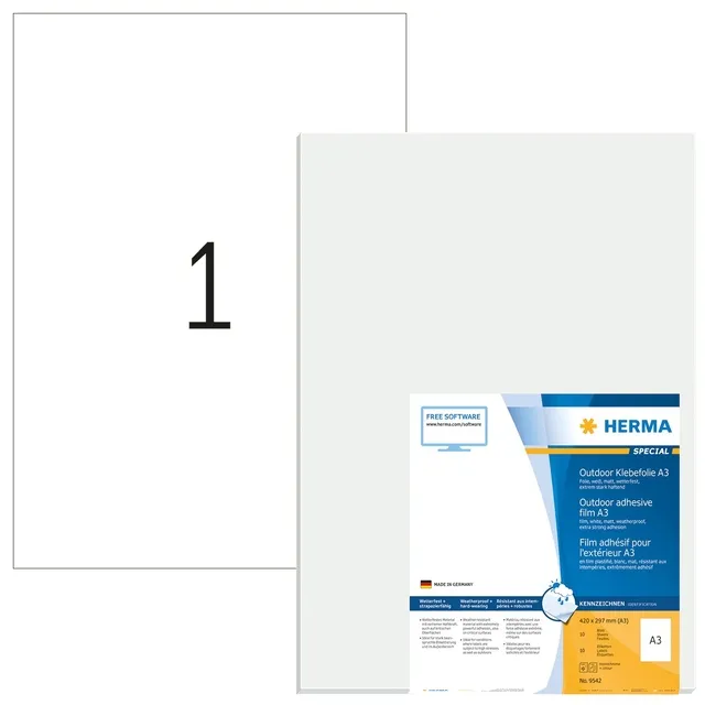 Herma Etiket HERMA 9542 A3 297x420mm weerbestendig rekbaar wit 10 stuks