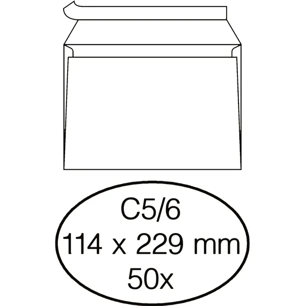 Quantore Envelop Quantore bank C5/6 114x229mm zelfklevend wit 50 stuks
