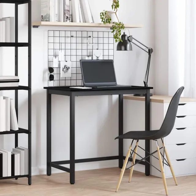 vidaXL Tafel Zwart Eiken 100 x 50 x 76,5 cm Engineered hout en staal, foto 2