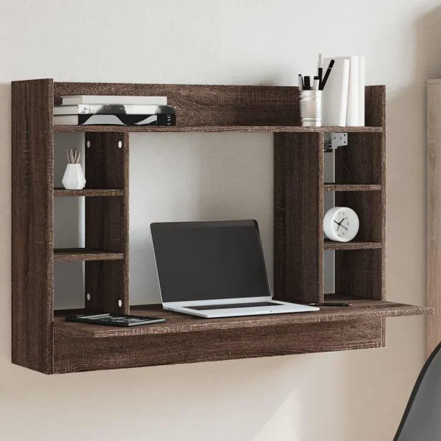 vidaXL Wandbureau 105x48x75 cm bewerkt hout bruin eikenkleurig, foto 2