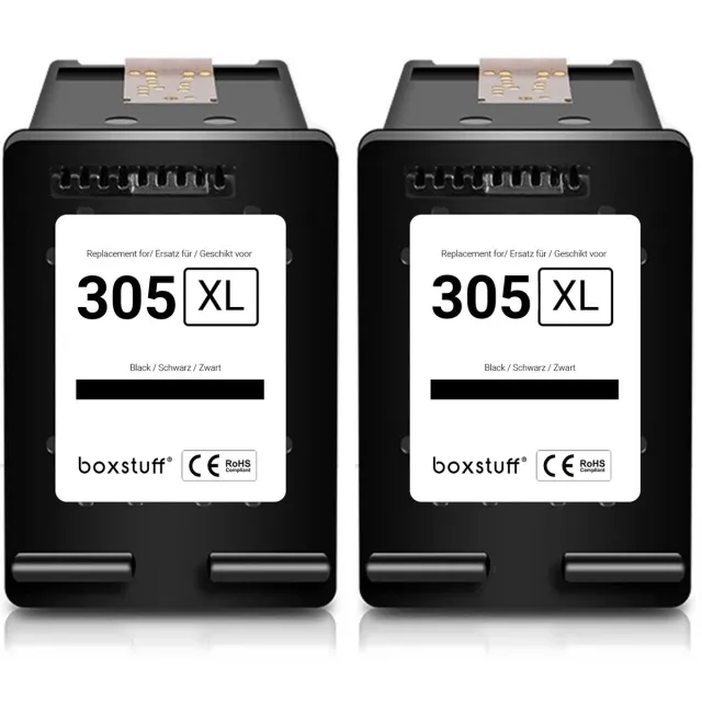Boxstuff Inkt geschikt voor 305 XL - (3YM62AE) Compatibel met HP 305 / 305XL - Inkt Cartridge Zwart voor HP Deskjet 2700 / 2720 / 2710 / Plus 4120 / 4130 / 4110 / 4100 / Envy 6000 / 6010 / 6020 / 6030 / 6032 / Pro 6400 / 6420 - Multipack Zwart