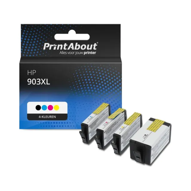 PrintAbout huismerk Inktcartridge 903XL (3HZ51AE) 4-kleuren Multipack Hoge capaciteit Geschikt voor HP