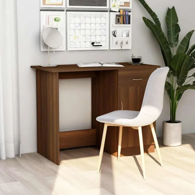 vidaXL Bureau 100x50x76 cm bewerkt hout bruin eikenkleur, foto 2