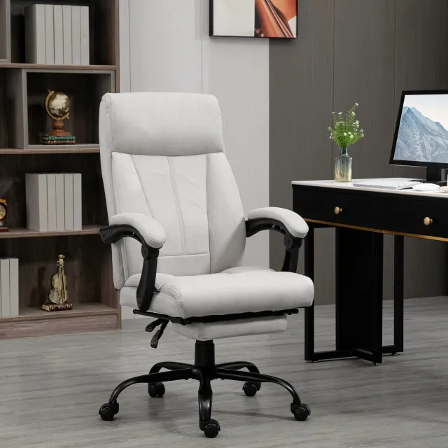 CHICFURN Bureaustoel - Massagefunctie - Voetsteun - Lichtgrijs