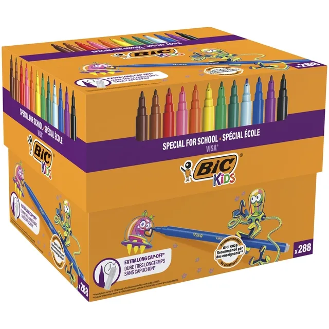 Bickids Kleurstiften BicKids visa fijn assorti schoolbox à 288 stuks