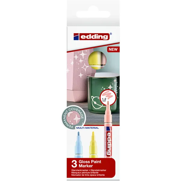 Edding Paintmarker edding 751 op oliebasis 1-2mm pastel assorti 3 stuks