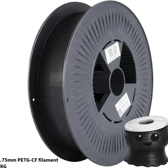 3Dvoordeel.nl PETG CF Carbon fiber black + 1kg 3D Printer Filament 1.75 mm - Hoge Kwaliteit en Duurzaam - Compatibel met Creality, Bambu Lab, en Andere 3D Printers - Voor 3D Printen van Prototypes, Modellen, Accessoires - voor Professioneel en Thuisgebruik PETG Carbon fiber Zwart