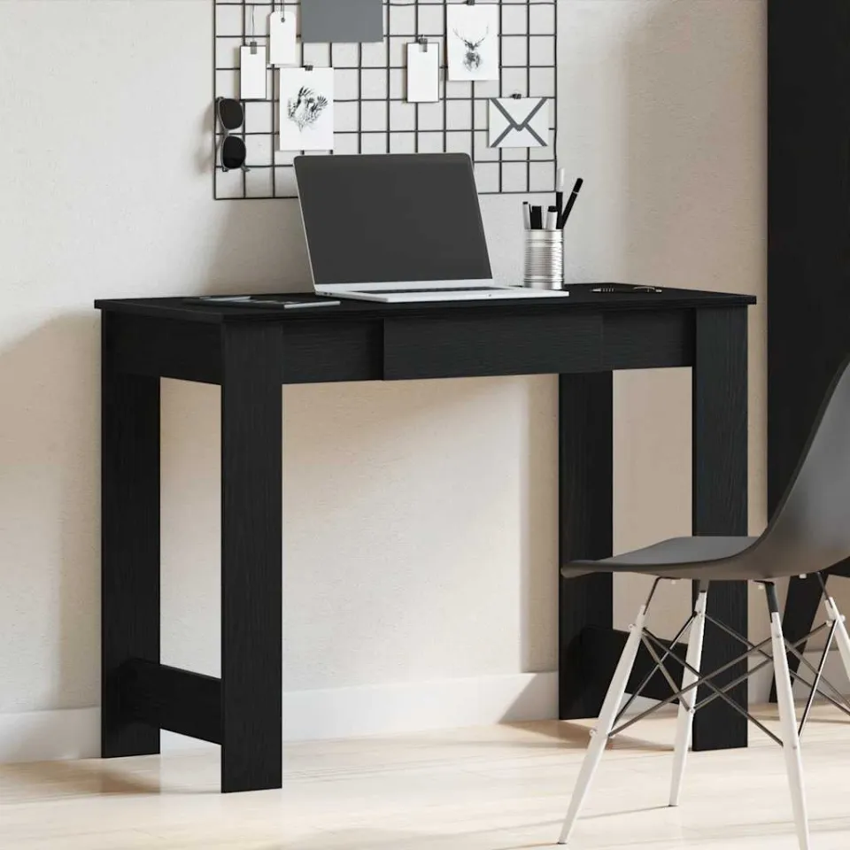 vidaXL Bureau 100x45x75 cm bewerkt hout zwart, foto 3