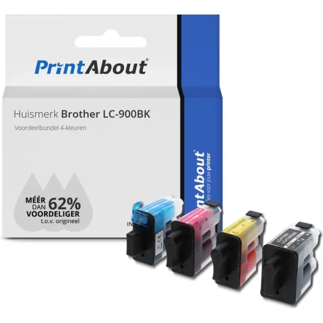 PrintAbout Inktcartridge / Alternatief voor de Brother LC-900BK / 4 Kleuren 4-kleuren