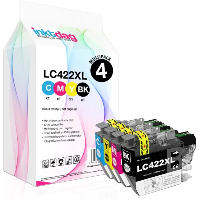 inktdag inktcartridges multipack 4 stuks for lc422 brother inktpatronen ,LC-422 inktcartridges, LC422XL voor Brother MFC-J5340DW MFC-J5345DW MFC-J5740DW MFC-J6540DW MFC-J6940DW Zwart x 1 (3000 pages)