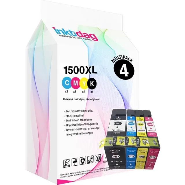 inktdag inktcartridges voor Canon PGI-1500 / PGI-1500XL - Inktcartridge / Zwart / Cyaan / Magenta / Geel / Hoge Capaciteit geschikt voor Canon Maxify MB2050 Canon Maxify MB2150 Canon Maxify MB2350 Canon Maxify MB2750 Canon Maxify MB2755