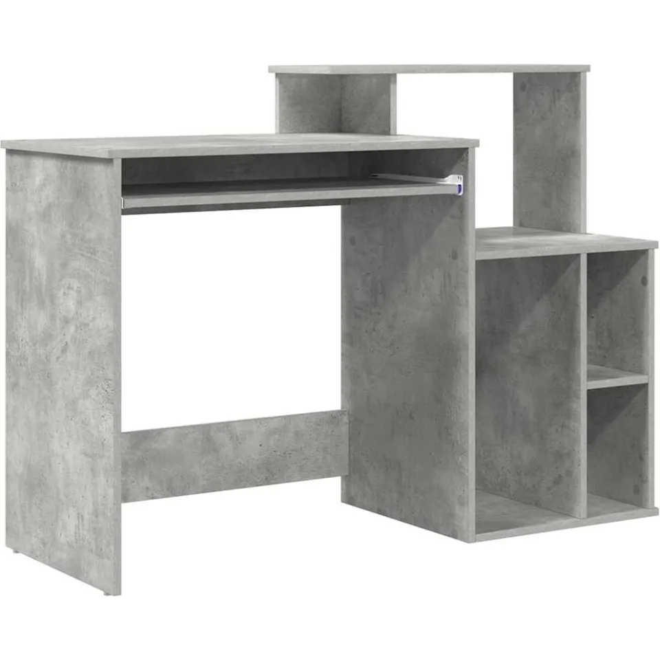 vidaXL Bureau Beton Grijs 120,5 x 44 x 88,5 cm Bewerkt hout, foto 3