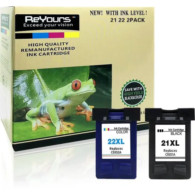 Reyours ®Huismerk Inktcartridge compatible voor HP21 en HP22 XL - 21XL 22XL C9351AE C9352AE set zwart